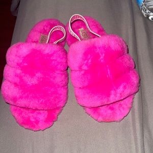 Pink fur Ugg slides size 11 toddler